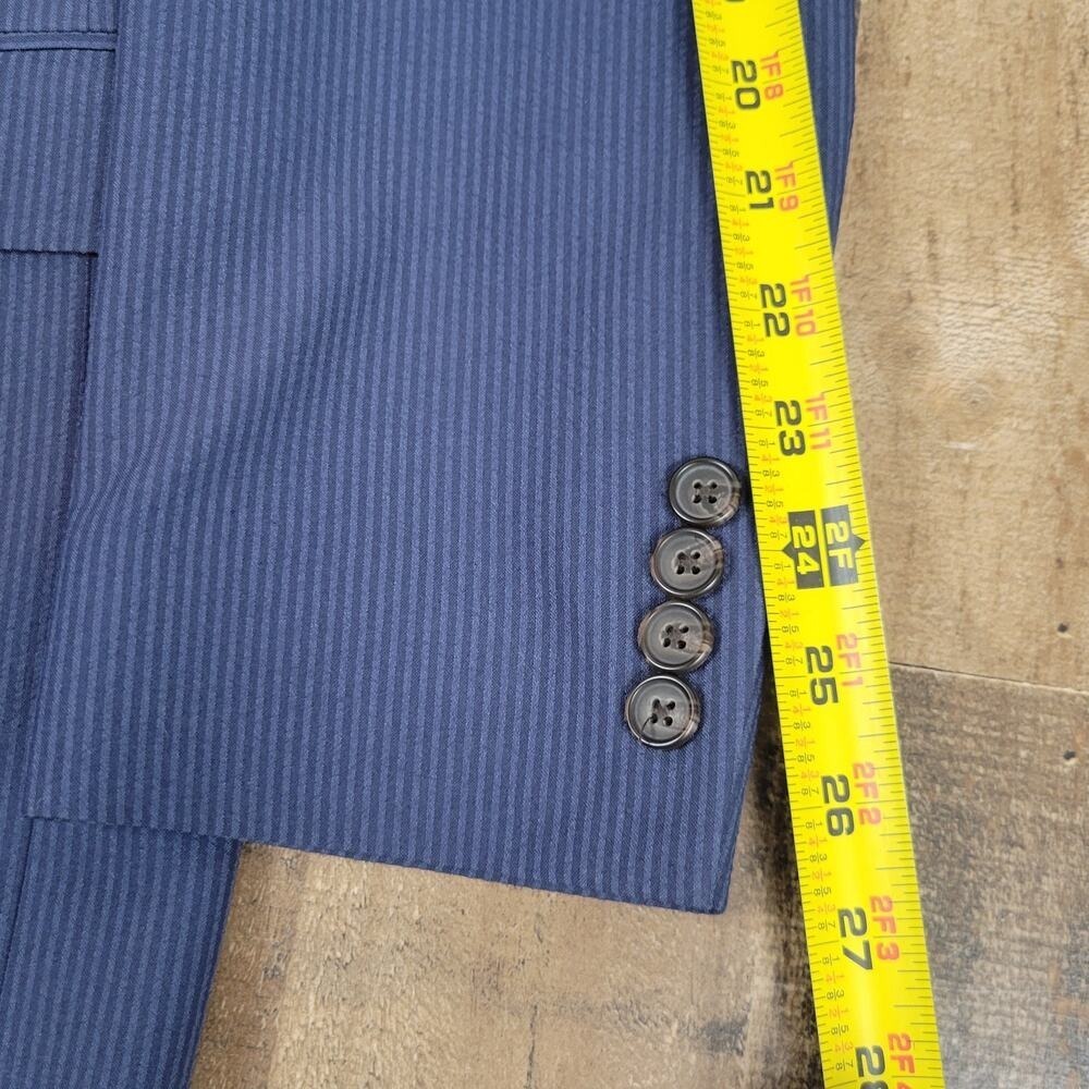 Ralph Lauren Green Label Textured Navy Mens 44L Blazer Sport Jacket Pinstripe - Picture 11 of 13